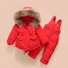 Doudoune pour enfants costume hiver bébé pantalon à bretelles mâle enfant fille raton laveur cheveux ski 211203