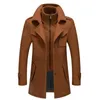 Mélanges de laine pour hommes manteau d'hiver couleur unie résistant au froid hommes pardessus en laine Double col décontracté Trench mâle surdimensionné 4XL Will22