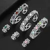 Oorbellen Ketting Missvikki Exquisite Dames Mix Match Stapelbare Bangle Ring Set 2 stks voor Dames Bruids Bruiloft Full Micro Cubic Zirconia J