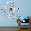 mirror butterfly wall clock