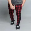 メンズパンツメンズドロップ日本のストリーアウェアの男性格子縞2022秋のファッションスリムマンカジュアルズボン韓国人男性ハーレム