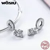 WOSTU Hot 925 Sterling Silver Shining Heart Dangle Beads Fit Original WST Charm Bracelet Pendentif DIY Bijoux Cadeau CQC186 Q0531