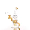 Narghilè da 8 pollici slyme Fab FTK Recyclers piattaforme petrolifere tubi dell'acqua con colore slyme Tre semi della vita Perc 14,5 mm giunto femmina