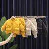 Warm Coat Cute Infant born Baby Girls Solid Clothes Long Pants 2pcs/Set Outfit Cotton Boys Tracksuit 0-5 Years 211025