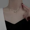 Pendanthalsband Fashion Titanium Steel Necklace Korean Acacia Bean Clavicle Chain Simple Temperament Choker Cool Neckwear For WO250X