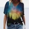 T-shirt femme été femmes impression 3D T-shirts paysage de montagne vêtements esthétiques manches courtes graphique Tee hauts 2022 femme Streetwear A40