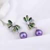 Boucles d'Oreilles Design Libellule Verte en Argent Massif 925 sans Perles 5 Paires