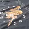 GONTHWID Tees Camicie Hip Hop Casua Cartoon Elfi Farfalla Ragazza Stampa T-Shirt Harajuku Streetwear Punk Rock Gothic Magliette Top C0315