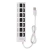 2021 HUBS 7 Port USB Splitter Portable Hub Data z indywidualnym przełącznikiem ON / OFF i ochrona przed przepięciem LED