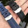 20mm 19mm Watch Strap Replacement för Omega Seamaster 300 Curved End Fluorous Rubber Silicone Watchband Rostfritt stål Spänne 0315016955