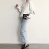 Yedinas Harajuku Trui Vrouwen Koreaanse Chic Sweatershirt Fake Twee Stuk Top Elegante Witte Sweaters Vrouwelijke Patchwork Pullover 210527
