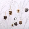 Décorations de Noël 9 pièce/sac décoration d'arbre de Noël pendentif cône de pin naturel teint peinture blanche ornement JJA9487
