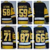 팀 클래식 헤리티지 하키 87 Sidney Crosby Jersey 58 Kris Letang 59 Jake Guentzel 66 Lemieux Evgeni Malkin Stadium Series 대체 흑인 남성 리버스 레트로 블루