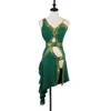 Sexy Groene Rhinestone Latin Dansjurk Dameswedstrijd Practice Draag Backless1