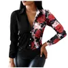 Blusas de mujer Camisas Moda Blusa con estampado floral Camisa con botones sueltos Tops Camiseta Casual Otoño Empalme Señoras Mujer Mujer Blusa de manga larga