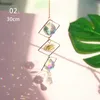 Crystal Geometric Wind Chime Star Moon Pendant Sun Suncatcher Plated Colorful Beads Hanging Drop For Outdoor Indoor Garden Q0811