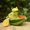 귀여운 동물 개구리 수박 마이크로 페어리 정원 카와이 미니어리어 테라리아 인형 장식 분재 장식 장식품 210811