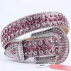 Bälten Classic Style Rhinestone Belt Y2K Girl Designer Diamond Studded 9 Färger Högkvalitativ PU Läder Glänsande Crystal Gem