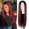 Synthetic Wigs FGY Wine Red Women's Long Straight Hair Natural Hairline Wig Honey Golden Brown Pure White With Bangs Daily Wear