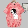 나나 오사키 하라주쿠 티셔츠 프린트 패션 짧은 소매 라운드 넥 넥타이 염료 애니메이션 탑 Y0809