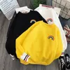 Arco-íris Plus Size Moda Mulheres Hoodies Estilo Coreano Tops Kawaii Moletons Oversized Pullovers Casual Streetwear Roupas 20116