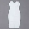 Diseño de moda de verano Sexy sin mangas con volantes Bodycon Celebrity White Midi Bandage Dress Vestidos 210525