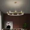 Подвесные лампы дизайн светодиодные люстры креативные 3 -уровневые медные лампа для гостиной для спальни лестницы золотая круглая корона