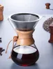 1PC 1000ml 유리 커피 냄비 Dripper Moka 차 메이커 Percolator Barista Tools Espresso Manual Kettle 찻 주전자 스테인레스 스틸 210309