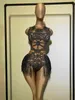 Fashion Tight Fitting Crystal Tassel Nude Dancer Bodysuit Women Sleeveless Elastic Leotard Niglub DS Dance Outfits 210720