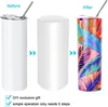 Us Stock Sublimation Canecas 20 oz de aço inoxidável Tumblers em branco reto com tampa e palha para transferência de calor DIY Presente caneca de caneca Bottlle SXM10