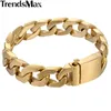 Trendsmax Bracelets HIP HOP Gold Cuban Link Chaîne 316L Bracelet en acier inoxydable pour les bijoux mâles Drop 13mm KHB293