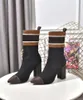 Brand Socks Boots Designer shoes Fashion High Heel Sexy Knitted Elastic Autumn Winter Boot Designer Alphabetic Women Shoes Lady Letter Thick Large size 35-41 With box