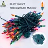 US Plug Christmas Tree Light 100leds 200LEDS LED String Lights UL Certified Green Wire Holiday Fairy Lamp voor Xmas Patio Krans Garland Tuin Decoratie