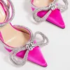 Satin Bowtie Pumps Crystal Embellishments rhinestone Evening shoes stiletto Heels sandals women heeled Luxurys Designers strap Dress shoe factory footwear