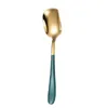 Rostfritt stål Square Spoon Ice Cream Dessert Scoop Barn Lång Handtag Mjölk Stirring Skedar Kök Restaurang Scoops LLD12779