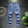 Plus size 7xl 8xl 9xl 10xl jeans masculinos moda casual jogger harem denim calças 3 cores hip hop splice slim macho calças 211104