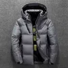 Vinter Varm Män Jacka Coat Casual Höst Stativ Krage Puffer Tjock Hat Vit Duck Parka Male Mäns Vinter Down Jacka med Hood 211110