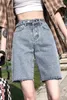 Plus Size High Waist Shorts Fashion Jean Shorts Women Summer Solid Denim Trouser Streetwear Black Beige Sky Blue Gray 10422 210527