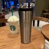 Drinkware Lid 16 OZ classic Starbucks designs Thermos vacuum Portable water Stainless steel cup of traveling Cherry blossom car Coffee H1102