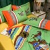 Set di biancheria da letto di design verde Copripiumino Set di trapunte di lusso di alta qualità stampate alla moda della Boemia