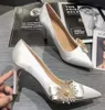 Designer-New Arrival Womens Dress Shoes 4 Färger Silkesigner Brand Heels Pump Luxury Women Ladies Shoe