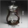 Conjunto de chá de vidro resistente ao calor Diversão de água magnética Cobertura giratória Copa semi-automática Maker preguiçoso Pot Kungfu 210813