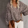 Camicette da donna Camicie Donna Streewear Oversize XXXL Top Blusa Estate Scollo a V Camicetta lunga a maniche lunghe a lanterna Casual Donna Stampa Loose Ele