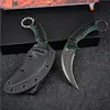 1 Sztuk High End M27 Karambit Nóż DC53 Czarny / Biały Kamienny Blade Wash Full Tang G10 Uchwyt Fixed Blade Claw Noże z Kydex