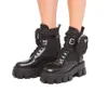 ROIS BOTTES Mujer botas tobillo Monolith Bolsos Botas para mujer Negro de cuero Nylon Blouch Adentado Zapatos de invierno Tamaño de la plataforma blanca 35-41