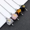 Chakra Stone Reiki Healing Crystal Pendant pendulum Engraved Seven Chakras Symbols Holistic Energy Balancing Polished Natural Stones Beads Display Decoration