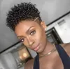 Short high afro kinky human hair ponytail hairstyle for black women taped crochet curly puff bun hairpiece real brazilian 120g drawstring clip ins