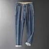 Browon märke denim jeans för män höst bomull lösa raka kläder mjuk tjock casual ankel-längd s byxor 211111