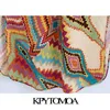 Kpytomoa Femmes chic Fashion avec cordon de crampon imprimé robe midi vintage Louts côté manches