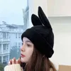 Koreanska kvinnor vinter stickad beanie hatt söt kanin kanin öron solid färg utomhus avslappnad stretchy skid skullies cap öra varmare s 211119